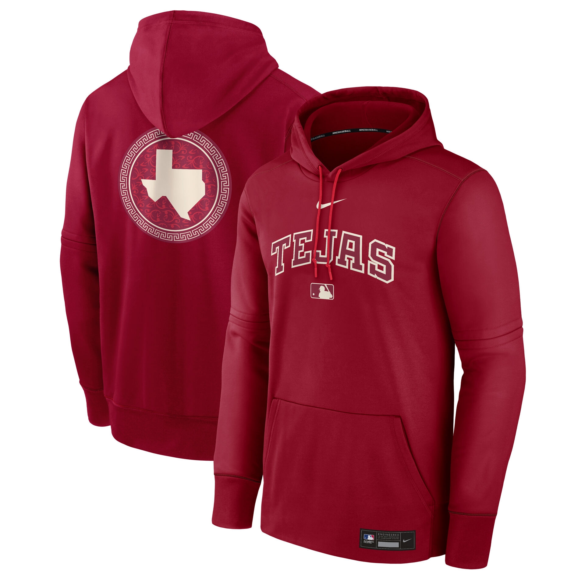 Texas Rangers City Connect 2026 MLB Authentic Therma Hoodie Rot