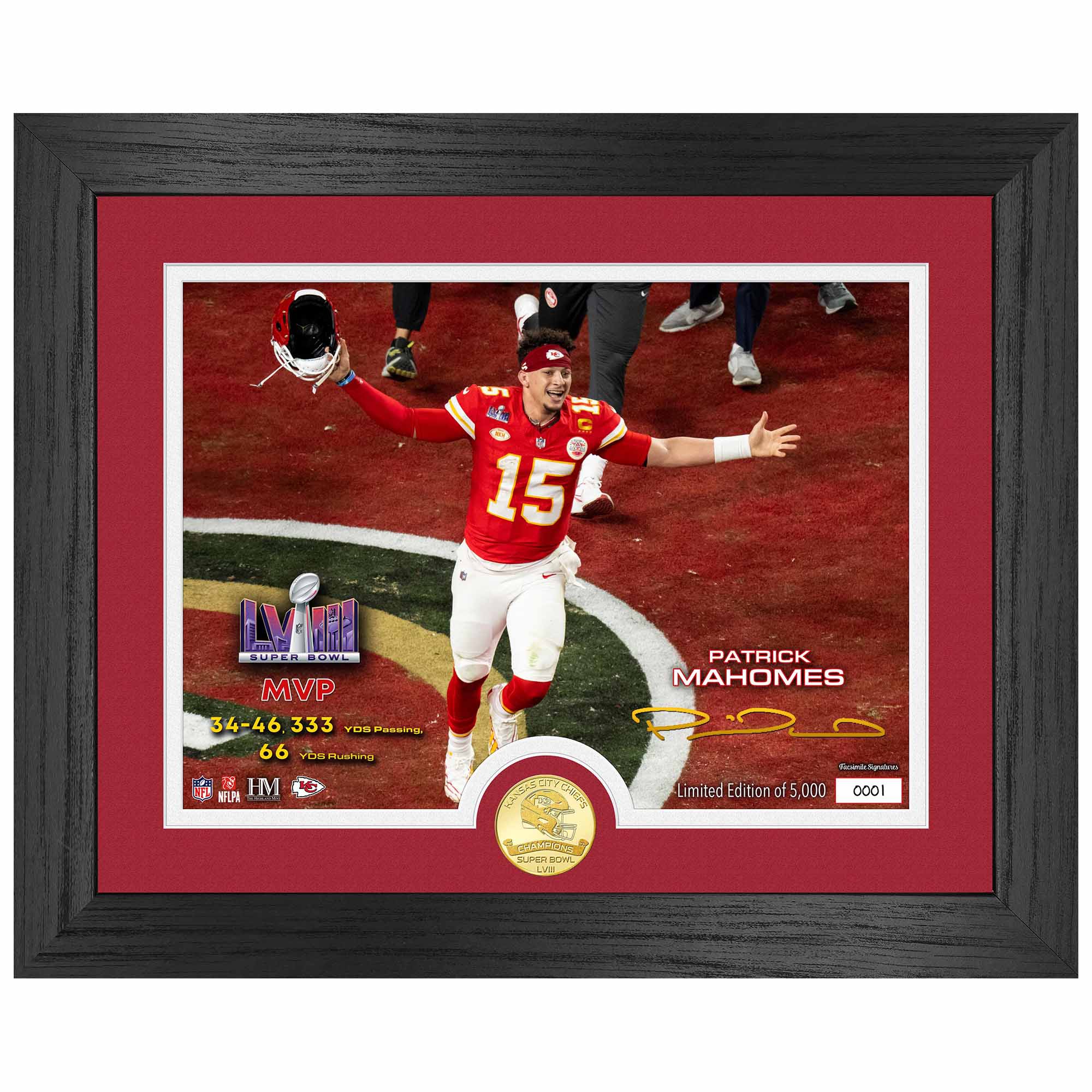 Patrick Mahomes Super Bowl LVIII MVP Bronze Coin Gerahmtes NFL Bild