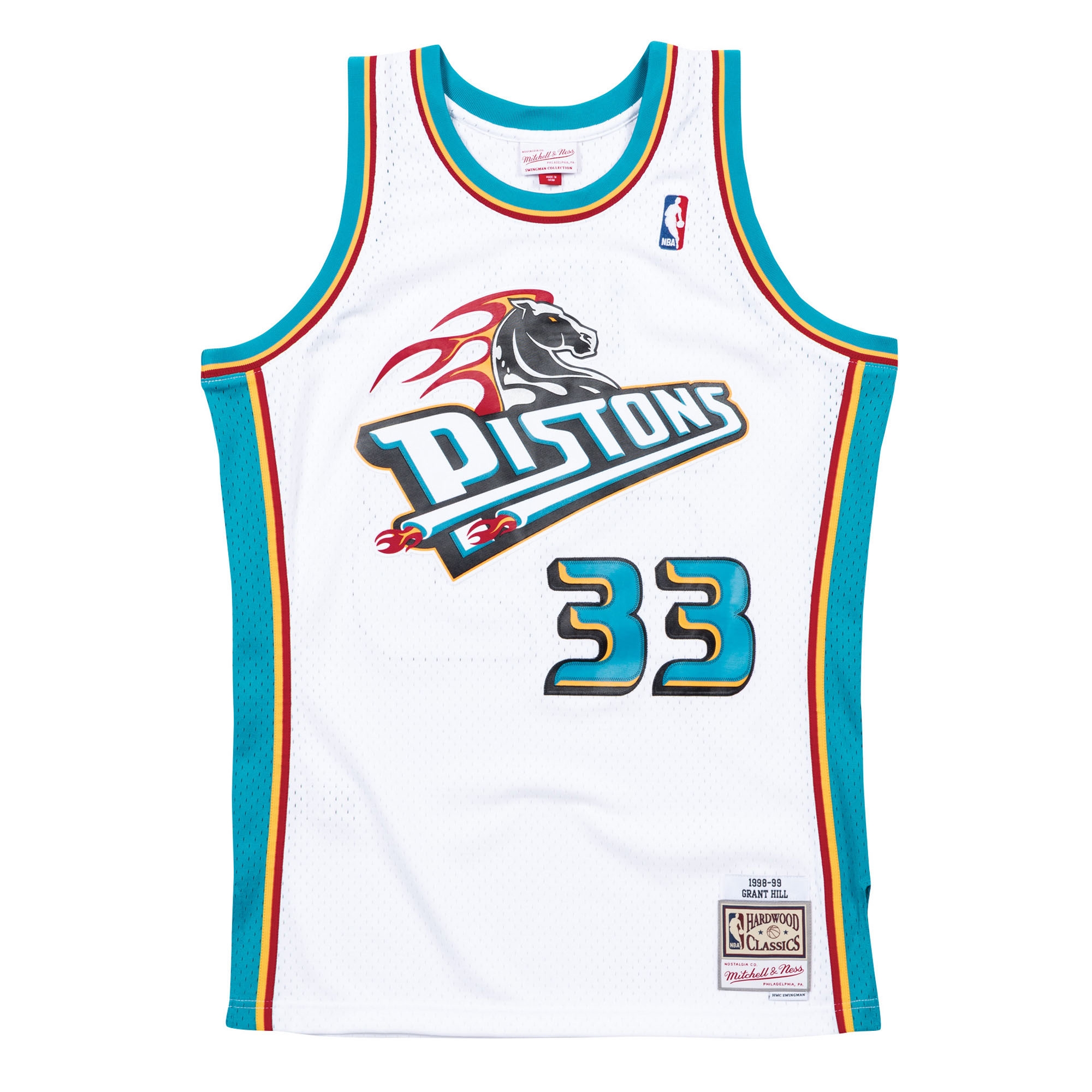 Grant Hill #33 Detroit Pistons 1998-99 Swingman NBA Trikot Weiß