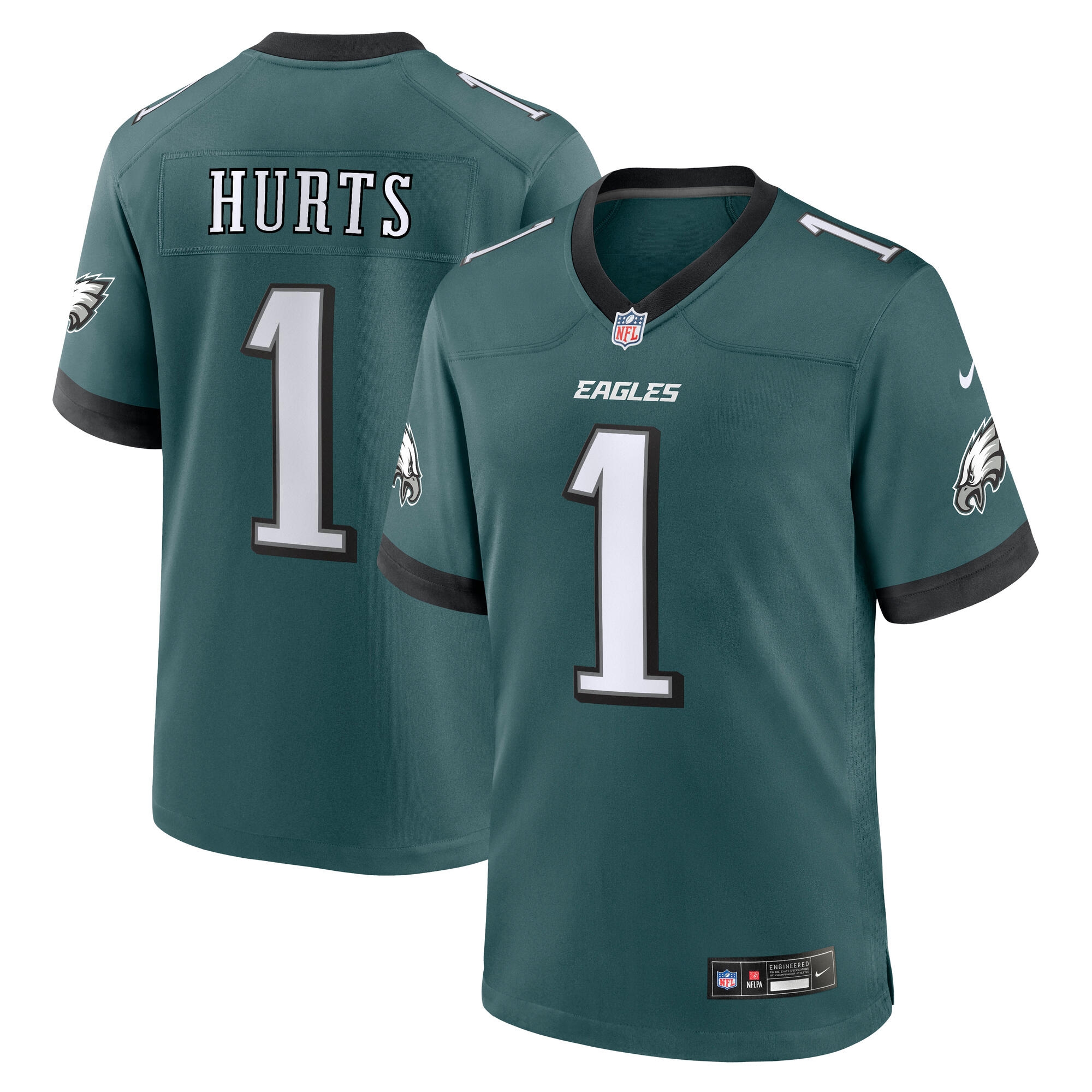 Jalen Hurts #1 Philadelphia Eagles Nike Game NFL Trikot Grün (2025)