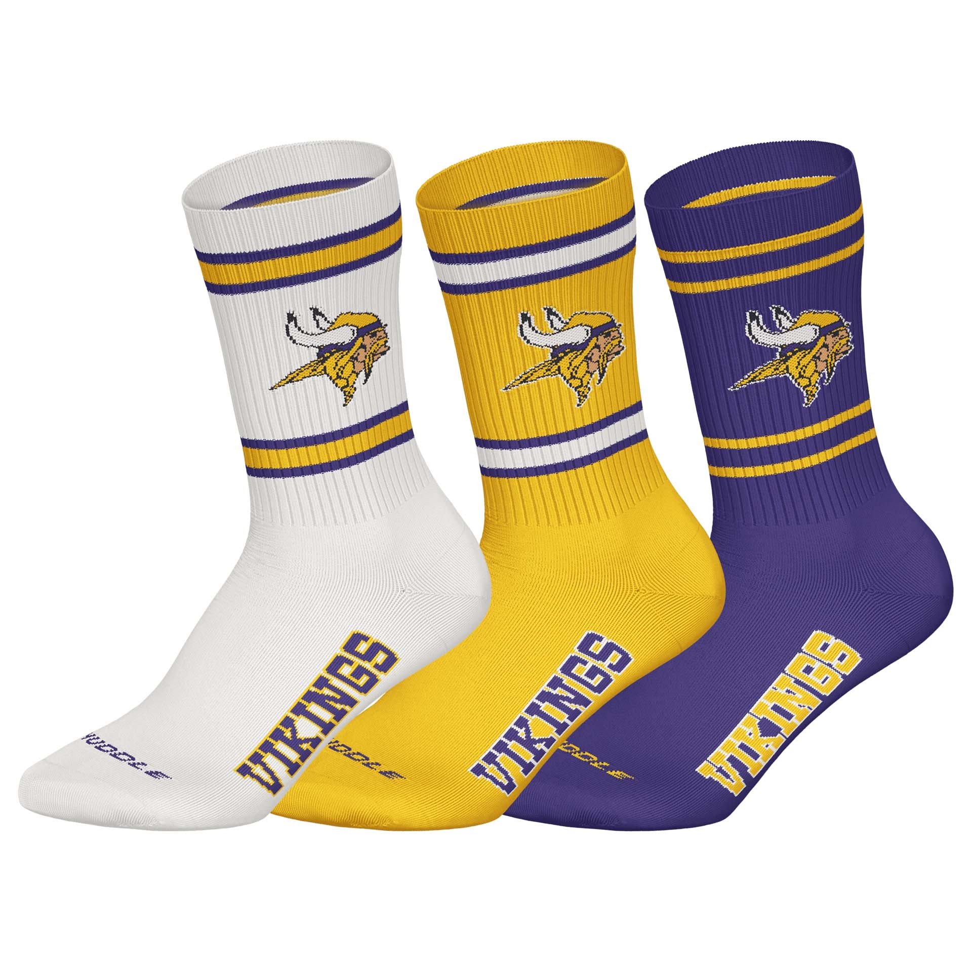 Minnesota Vikings Huddle NFL Crew Socks (3-Pack)