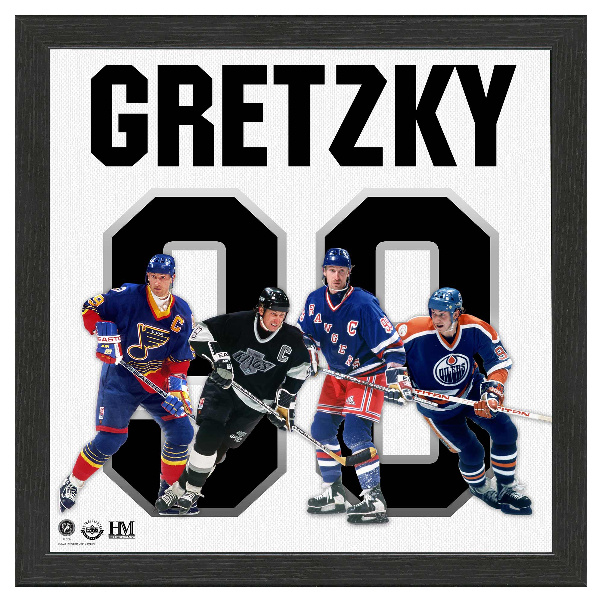 Wayne Gretzky #99 Team History Impact Jersey Gerahmtes NHL Bild
