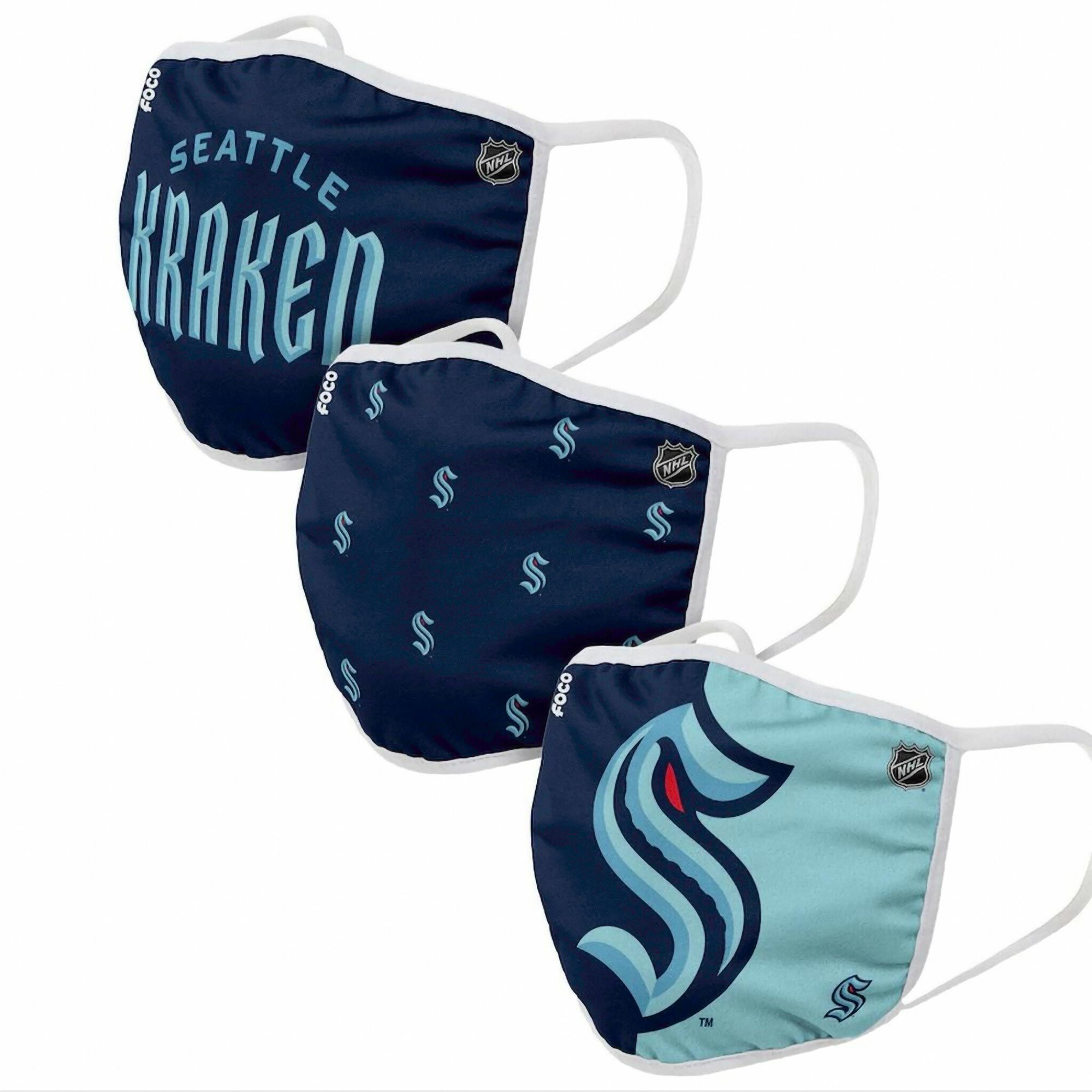 Seattle Kraken NHL Face Mask Mundschutz MNS (3er-Pack)