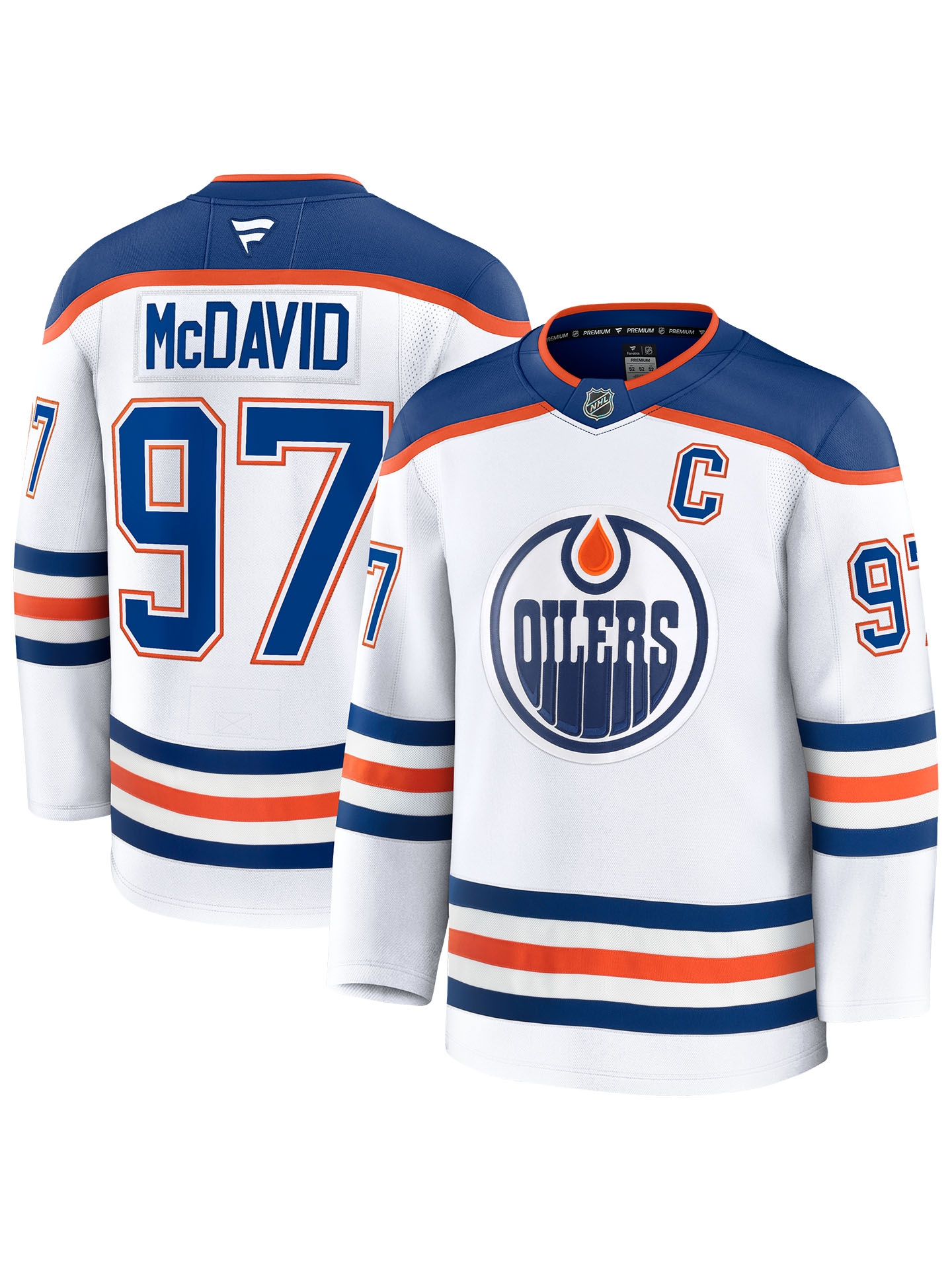 Connor McDavid #97 Edmonton Oilers Premium NHL Trikot Away Weiß