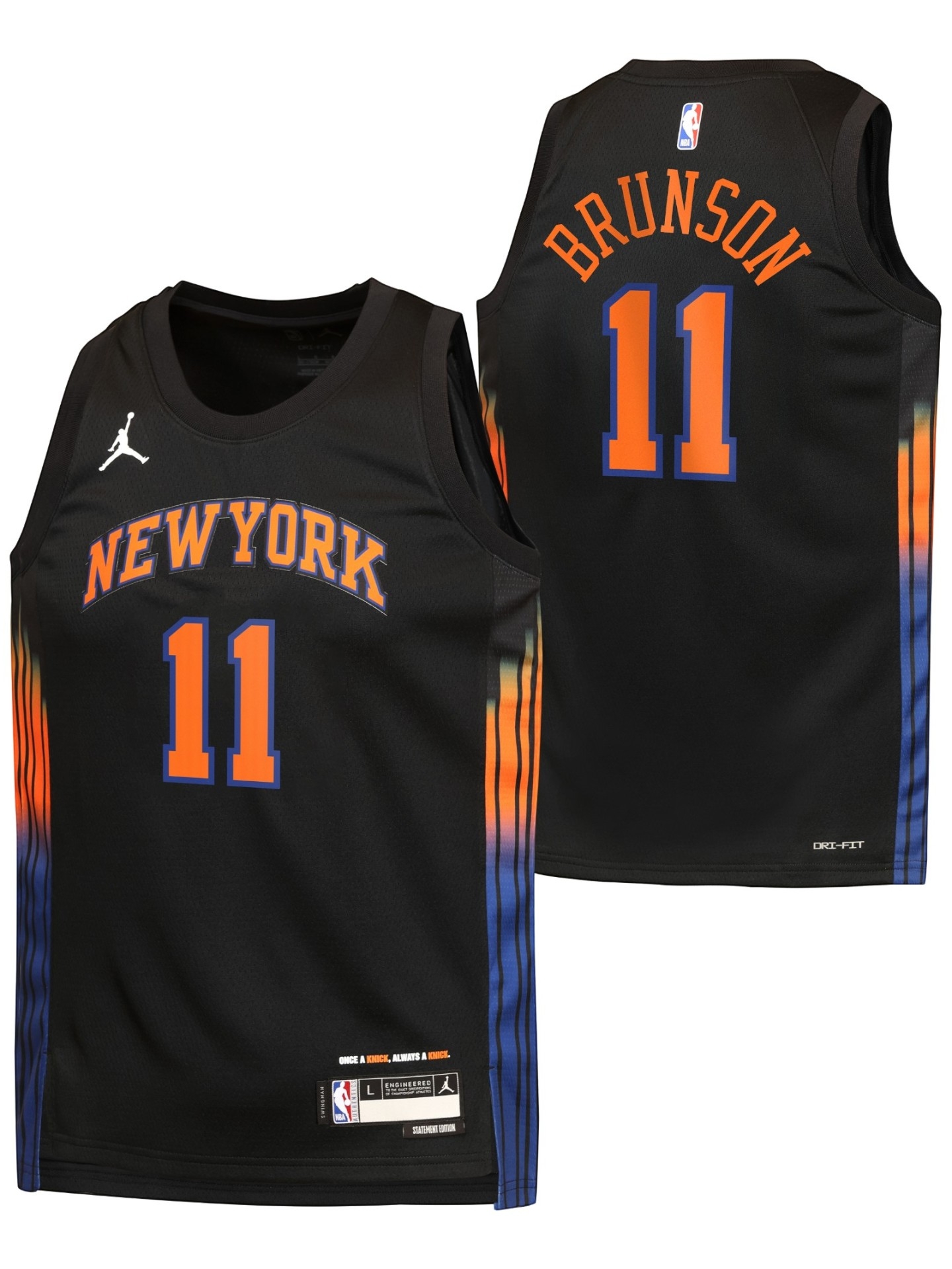 Jalen Brunson #11 New York Knicks Statement Swingman NBA Trikot Schwarz (YOUTH)