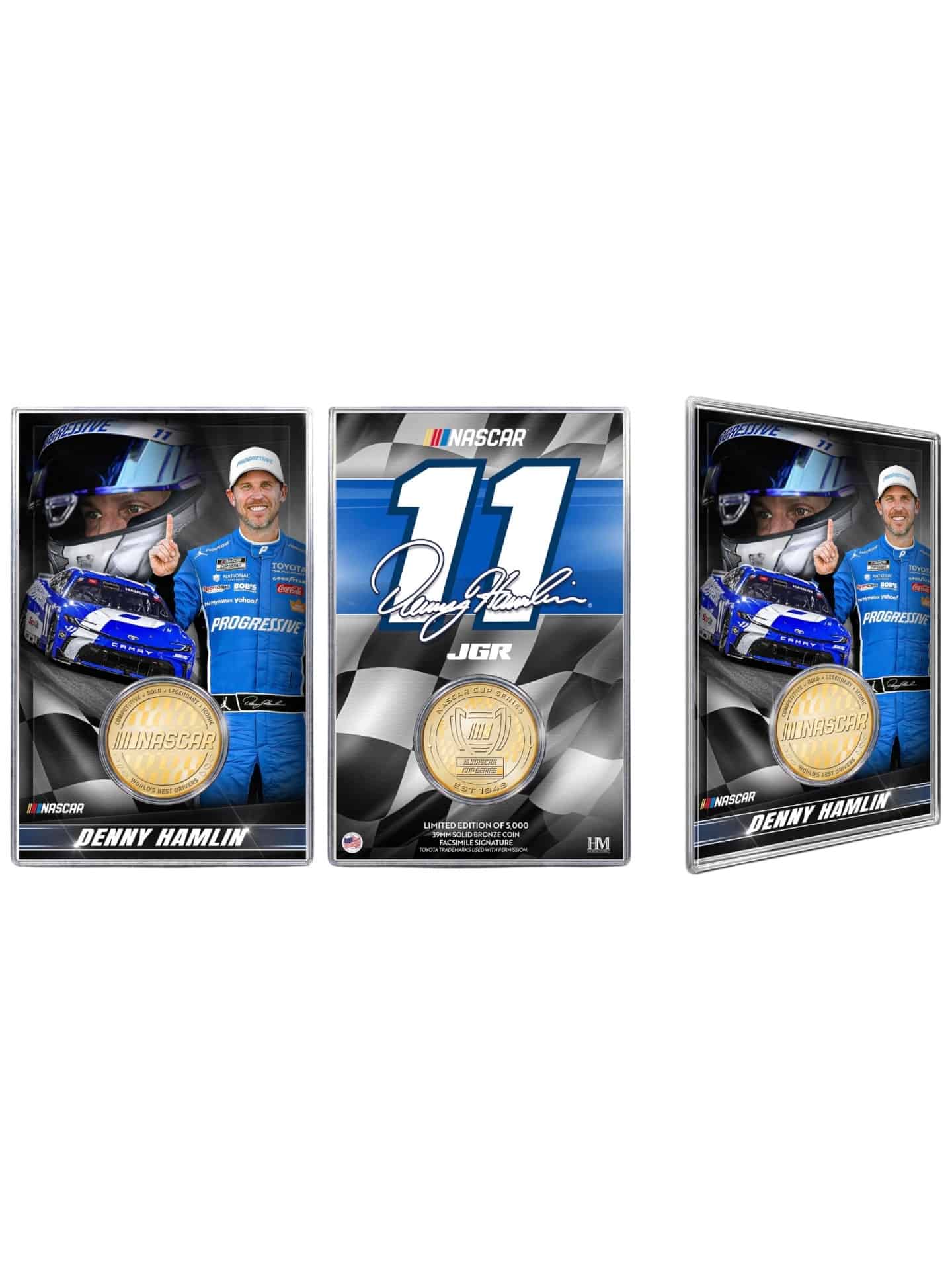 Denny Hamlin Joe Gibbs Racing Acrylic Bronze NASCAR Coin Card