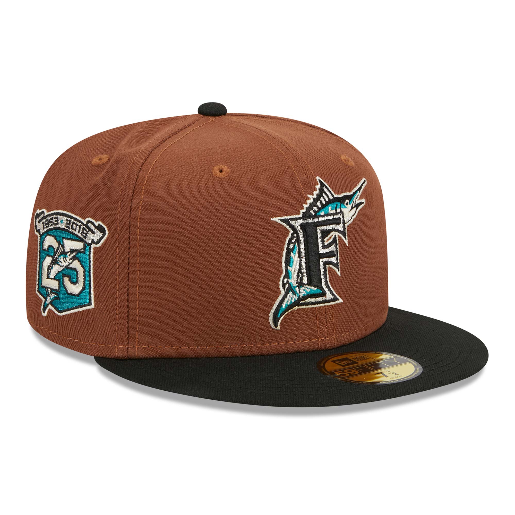 Florida Marlins Harvest New Era 59FIFTY Fitted MLB Cap Braun