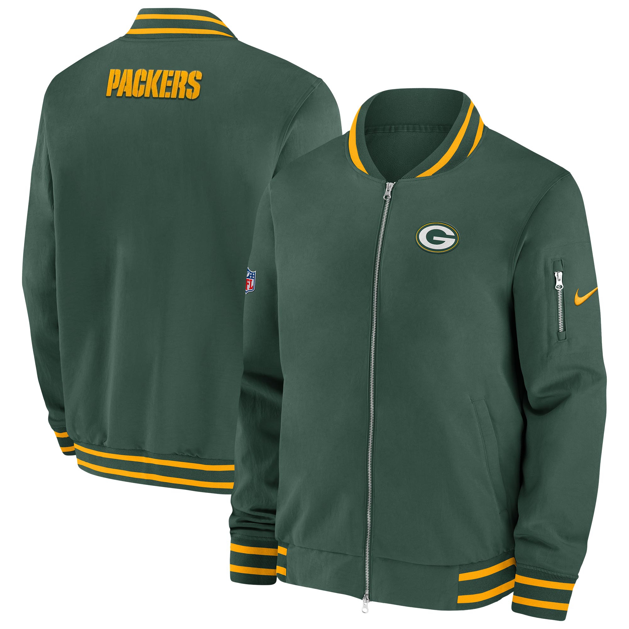Green Bay Packers NFL Sideline Nike Coach Bomber Jacke