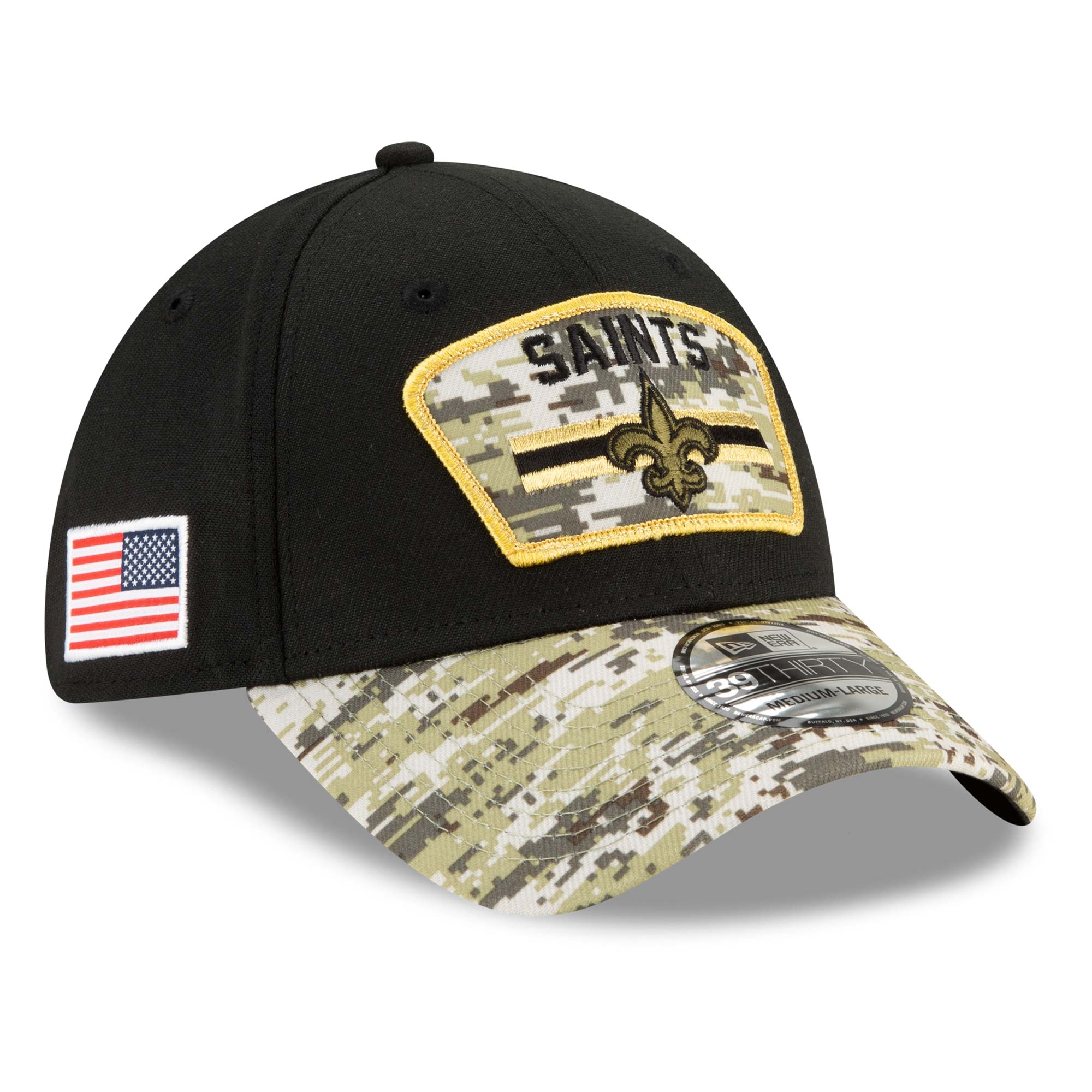 New Orleans Saints 2021 NFL On-Field Salute to Service New Era 39THIRTY Flex Fit Cap