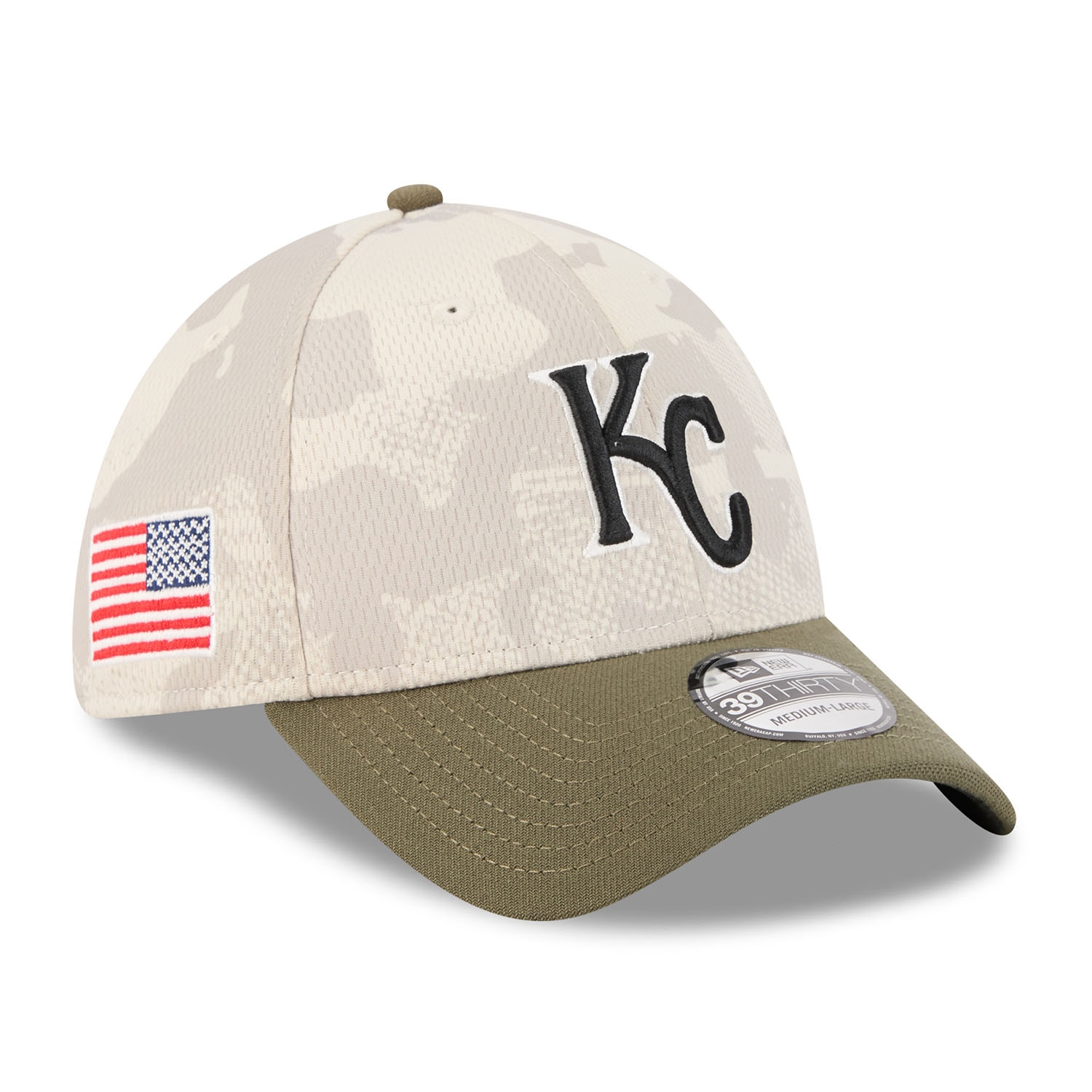 Kansas City Royals 2025 MLB Armed Forces New Era 39THIRTY Flex Cap
