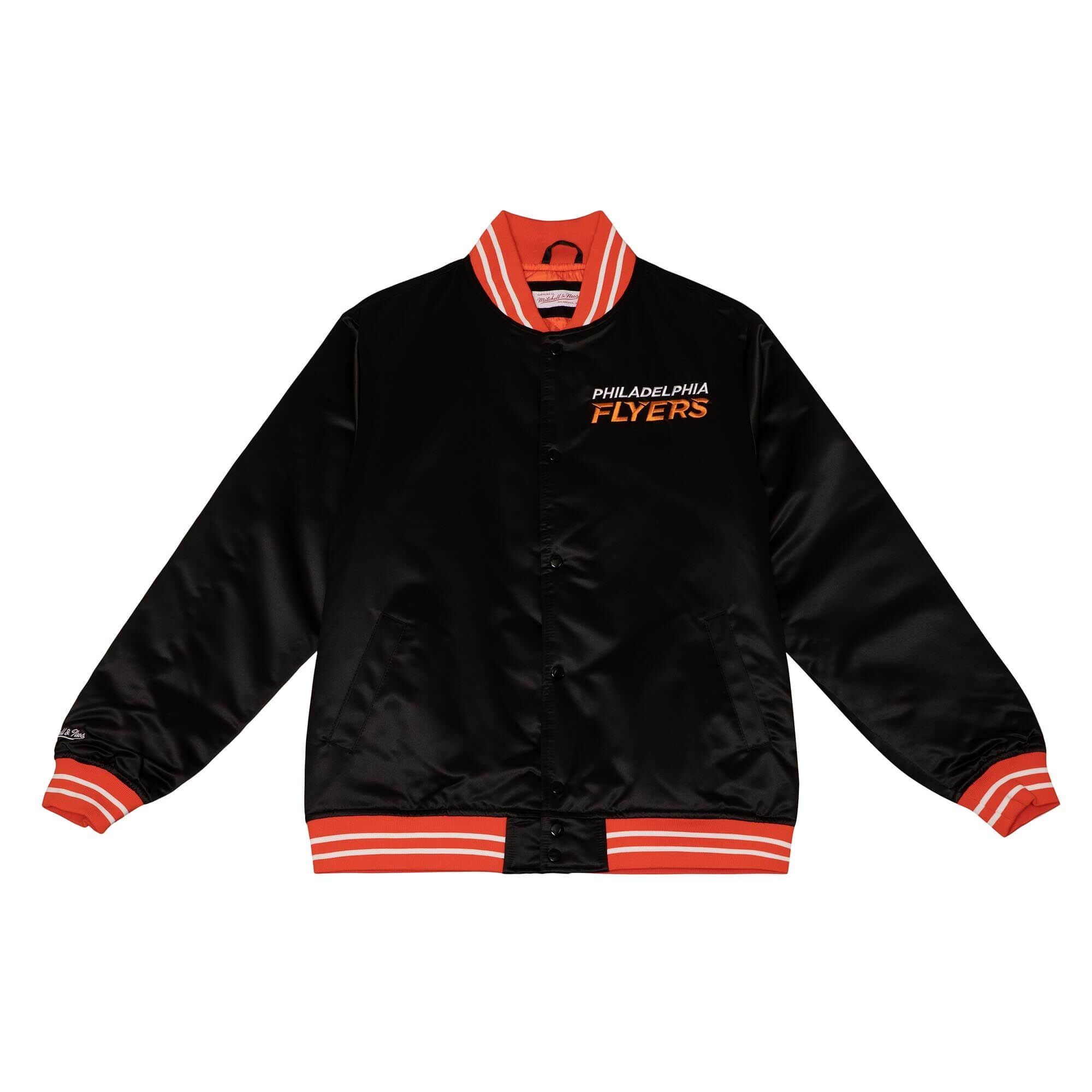 Philadelphia Flyers Heavyweight Satin Mitchell & Ness NHL Jacket Black
