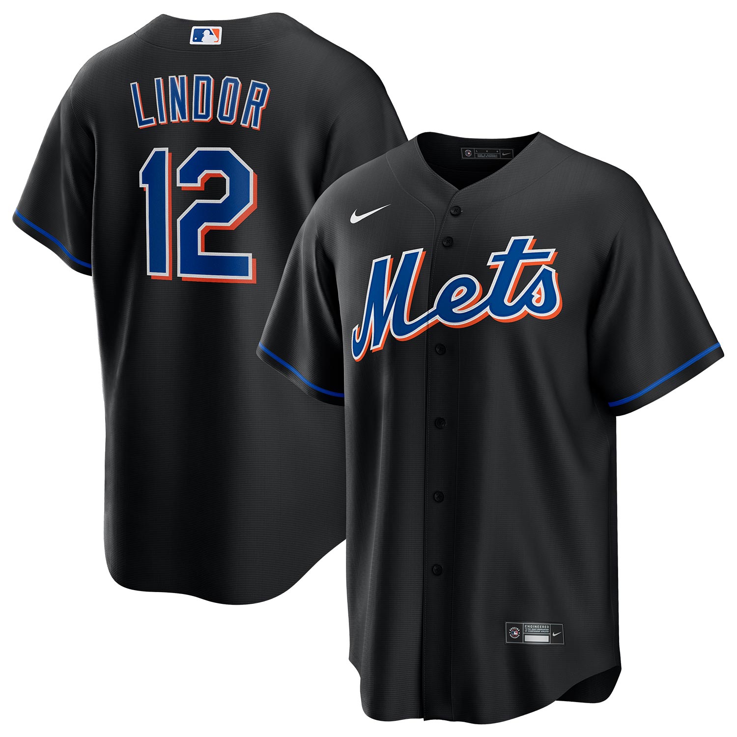 Francisco Lindor #12 New York Mets Nike MLB Trikot Schwarz