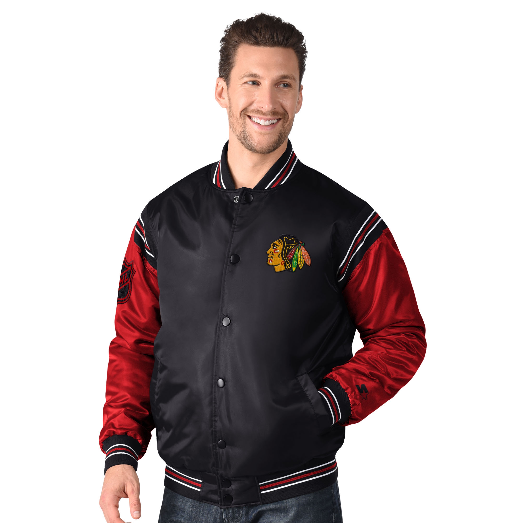 Chicago Blackhawks Enforcer NHL Varsity Satin Jacke