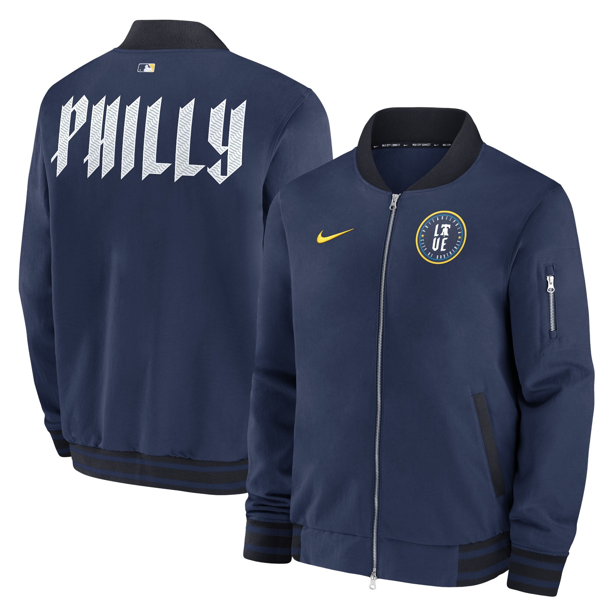 Philadelphia Phillies 2024 City Connect MLB Authentic Nike Bomber Jacke Navy