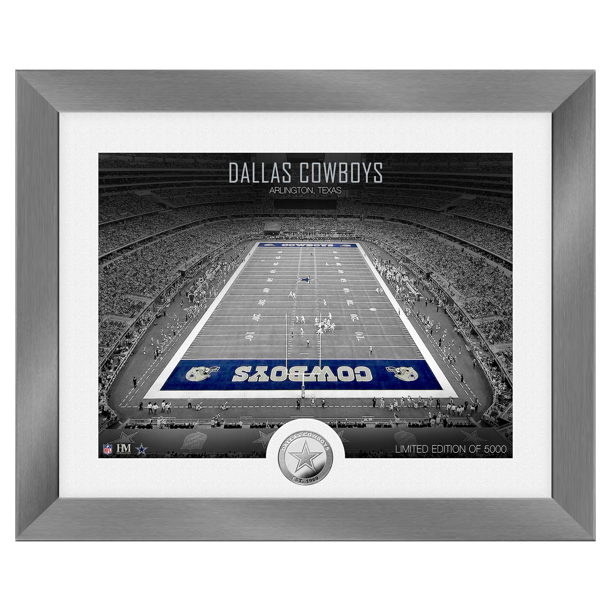Dallas Cowboys Art Deco Stadium Silver Coin Gerahmtes NFL Bild