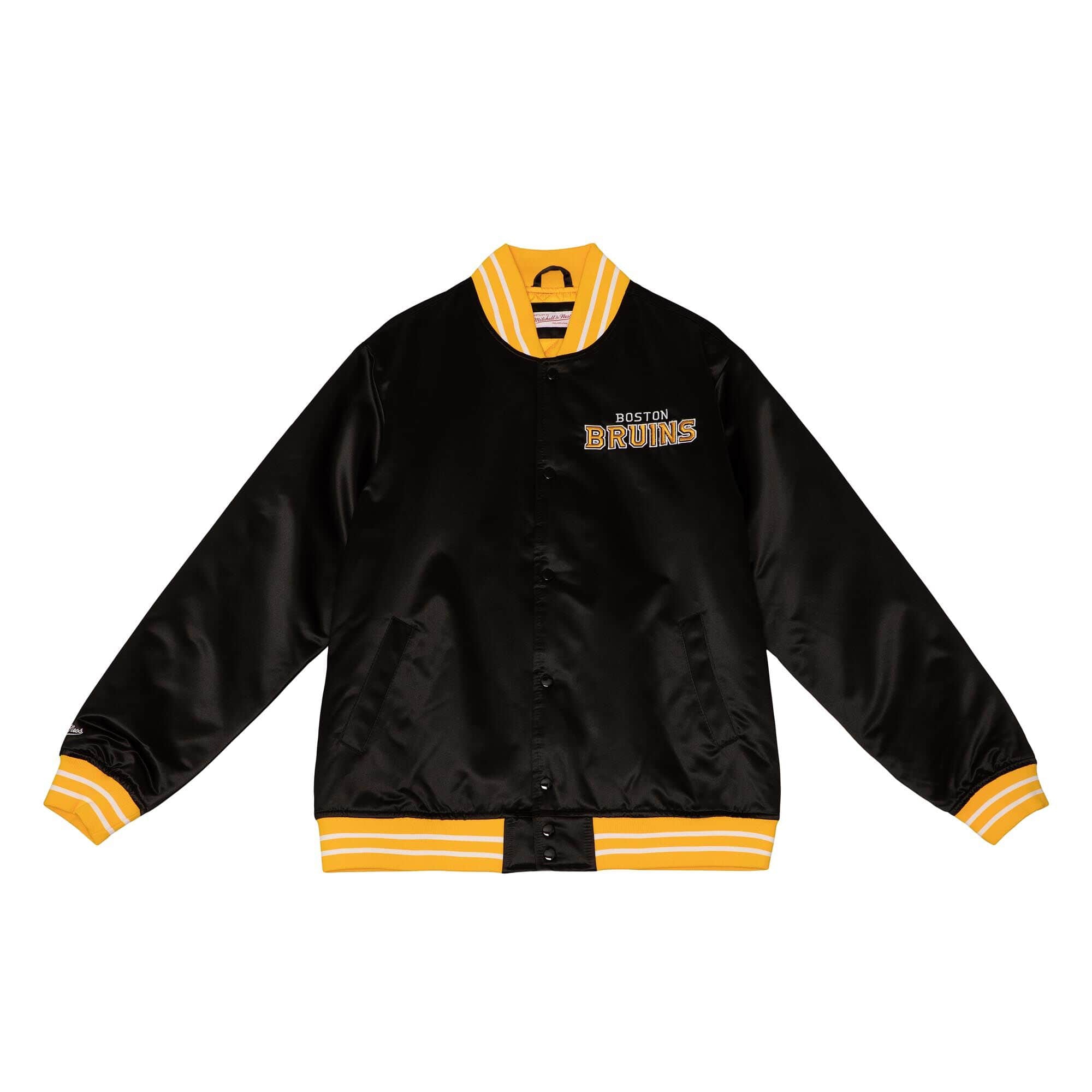Boston Bruins Heavyweight Satin Mitchell & Ness NHL Jacke Schwarz