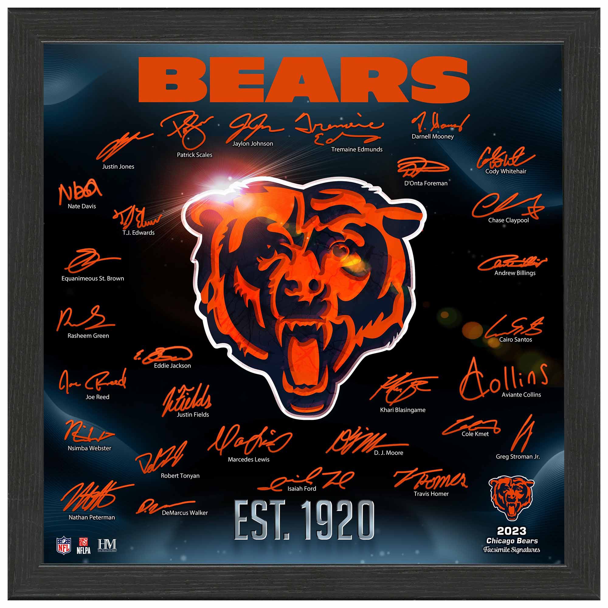 Chicago Bears 2023/24 Signature Team Logo Gerahmtes NFL Bild