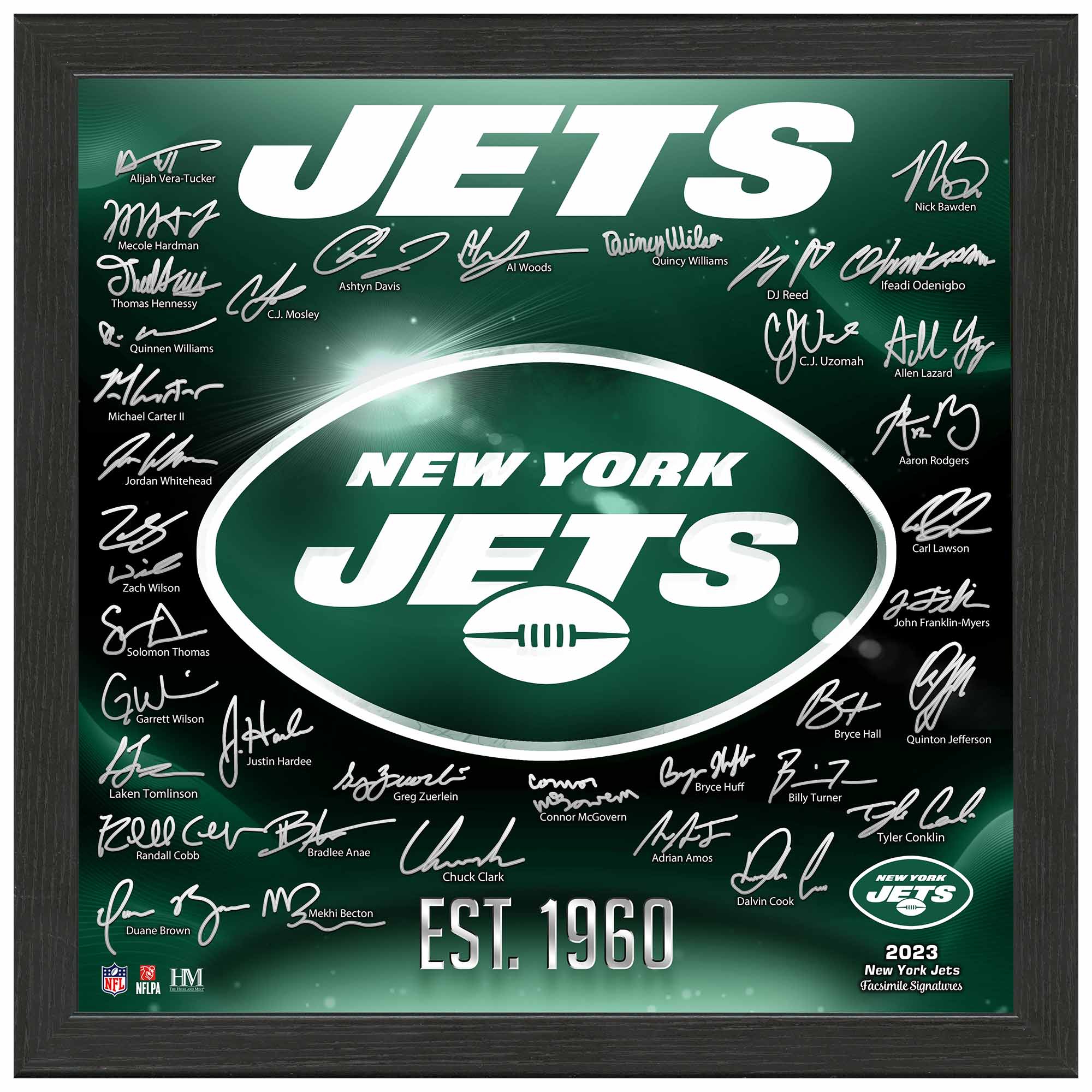 New York Jets 2023/24 Signature Team Logo Gerahmtes NFL Bild