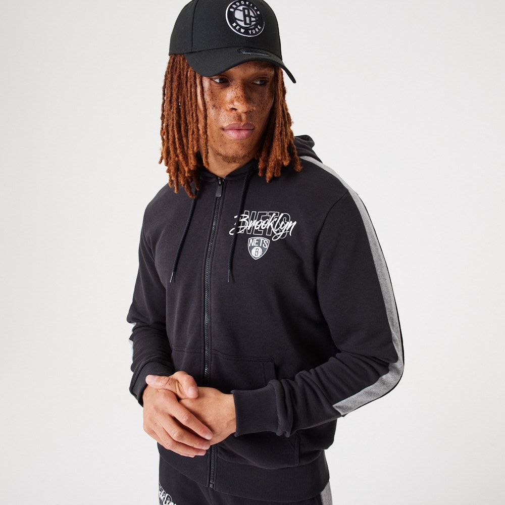 Brooklyn Nets Script New Era NBA Full-Zip Hoodie Schwarz