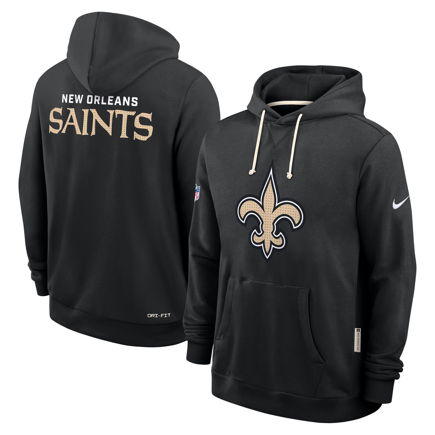 New Orleans Saints 2025 NFL Sideline Nike Standard Issue Hoodie Black