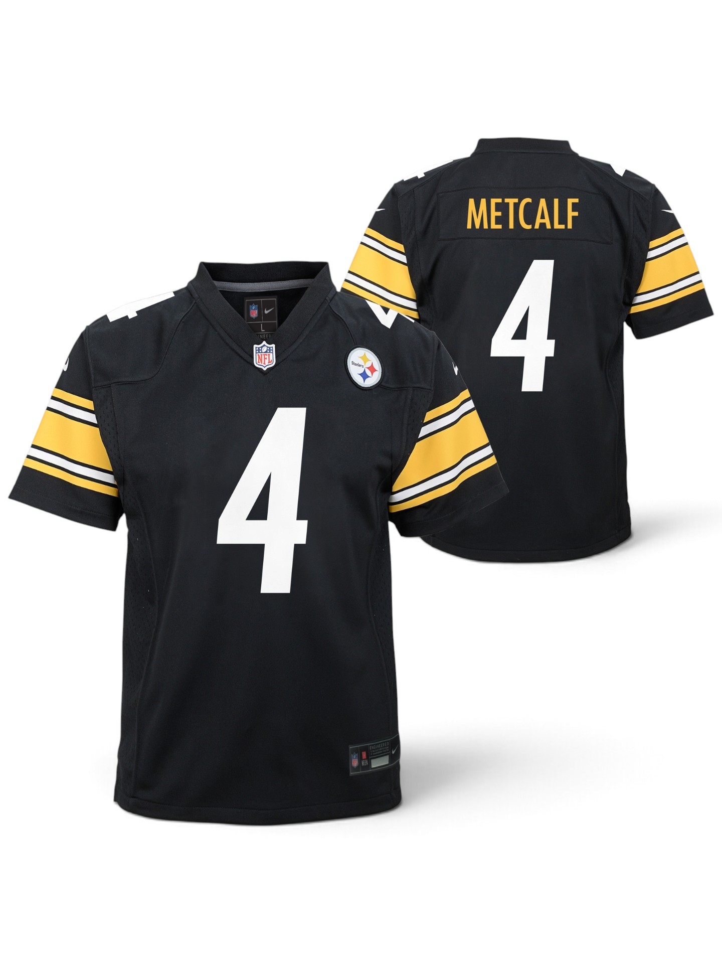 DK Metcalf #4 Pittsburgh Steelers Game NFL Trikot Schwarz (YOUTH)